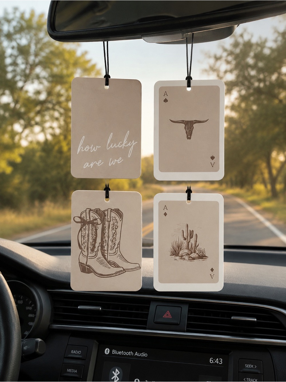 Boho Beige Western Car Air Freshener 4 Pcs